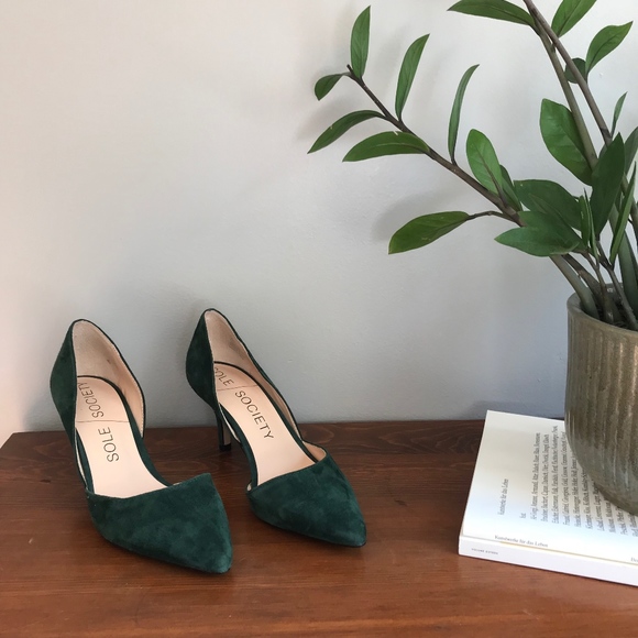 Sole Society Shoes - Sole Society Green Suede Pumps